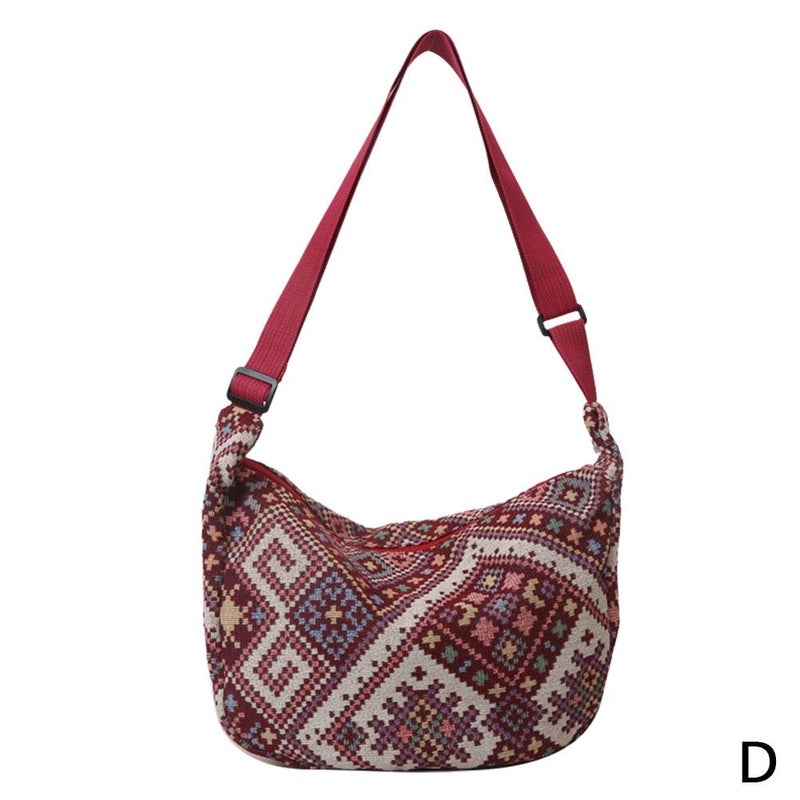 This year's popular ethnic-style canvas bags for women, 2023 new trendy crossbody bags, niche style shoulder bags on Instagram.